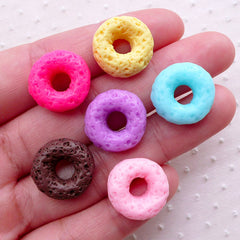 Assorted Doughnut Cabochons Miniature Donut Cabochon (6pcs / 16mm / Mix / Flat Back) Dollhouse Bakery Mini Sweets Decoden Craft FCAB407