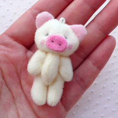 Kawaii Fabric Pig Doll Charm (1pc / 30mm x 50mm) Fabric Animal Doll Charm Handbag Purse Phone Dust Plug Keychain Key Ring Charm CHM2267