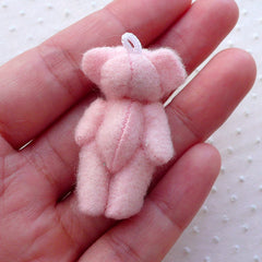Soft Plush Bear Doll Charm (1 piece / 23mm x 43mm / Pink) Fabric Animal Doll Charm Phone Keychain Handbag Purse Charm Cute Ornaments CHM2268