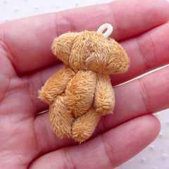 Soft Plush Toy Bear Doll Charm (1 piece / 25mm x 40mm / Brown) Fabric Doll Charm Animal Ornament Phone Keyring Purse Handbag Charm CHM2270