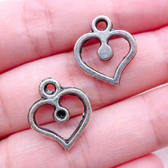 Silver Heart Charms (8pcs / 15mm x 17mm / Tibetan Silver) Wedding Favor Charm Valentines Day Gift Decoration Love Charm Add On Charm CHM2277