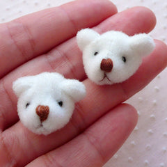 Fabric Bear Head / Kawaii Fabric Toy Animal Doll (2pcs / 25mm x 20mm) Baby Shower Decoration Cute Embellishment Sewing Jewelry DIY CAB524