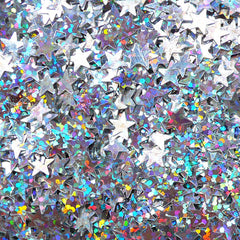 Silver Star Confetti / Star Sequin / Star Sprinkles / Star Glitter / Fake Toppings / Mini Star (AB Silver / 6mm / 3g) Scrapbooking SPK93