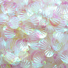 Shell Sequin / Seashell Confetti (AB Transparent / 13mm x 14mm / 4g) Beach Decoration Card Embellishment Scrapbooking Sewing Supply SPK98