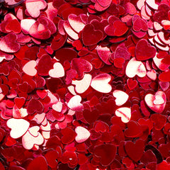 Red Heart Sequin / Small Heart Confetti / Heart Sprinkles / Heart Glitter / Fake Toppings (Assorted Mix / 4mm, 6mm & 8mm / 4g) Wedding SPK99