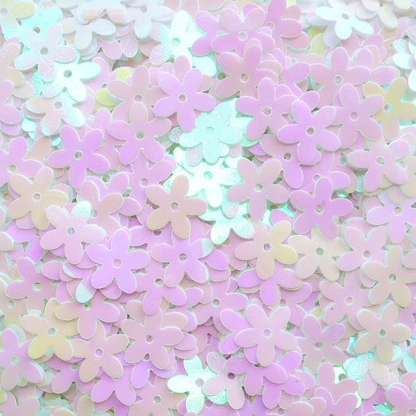 Flower Sequin Confetti Mini Floral Sequin Fake Toppings (AB White / 10mm / 4g) Plum Sakura Embellishment Card Decoration Table Scatter SPK94