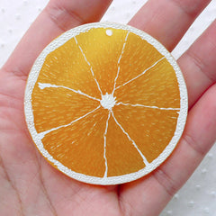 Big Orange Charm / Large Citrus Pendant / Fruit Slice Resin Cabochon Charm (1 piece / 49mm / Translucent Orange) Kawaii Decoden CHM2280