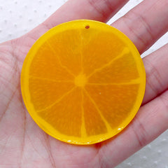 Big Orange Charm / Large Citrus Pendant / Fruit Slice Resin Cabochon Charm (1 piece / 49mm / Translucent Orange) Kawaii Decoden CHM2280