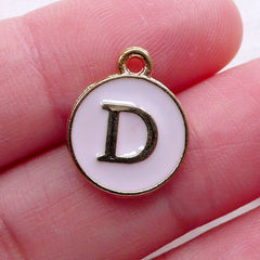 Initial D Charm Enamel Charm (1 piece / 13mm x 15mm / Gold & Pink) Alphabet Charm Letter Charm Personalised Jewelry Favor Packaging CHM2294