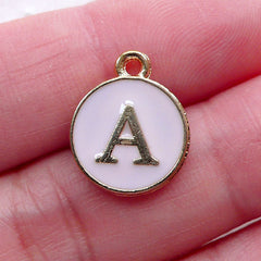 Initial A Charm Enamel Charm (1 piece / 13mm x 15mm / Gold & Pink) Letter Charm Alphabet Charm Personalized Jewellery Gift Packaging CHM2291