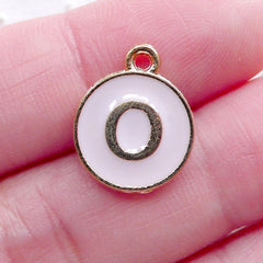 Alphabet O Charm Enamel Charm (1 piece / 13mm x 15mm / Gold & Pink) Initial Charm Letter Charm Personalised Jewellery Key Ring DIY CHM2305