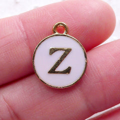 Letter Z Charm Enamel Charm (1 piece / 13mm x 15mm / Gold & Pink) Initial Charm Alphabet Charm Personalized Jewelry Packaging Supply CHM2316