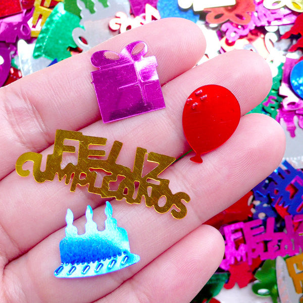 CLEARANCE Birthday Party Confetti / Happy Birthday Sequin (Colorful Mix / 12mm to 35mm / 7g) Feliz Cumpleanos Balloon Gift Box Card Decoration SPK110