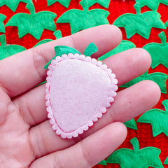 Crochet Strawberry Applique / Fabric Fruit Padded Applique (6pcs / 35mm x 45mm / Red) Sewing Decoration Card Scrapbooking Embellishment B264