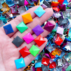 Colorful Rivet Mix / Assorted Metal Pyramid Rivet Studs / Square Rivet (12mm / around 50pcs) Decoden Fabric Leather Craft Jean Button RT40