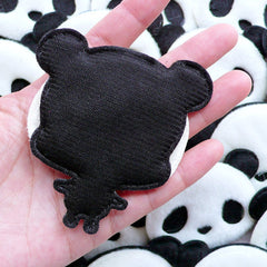 Panda Applique with Short Fur / Plush Doll Applique / Fabric Animal Padded Applique (1 piece / 73mm x 75mm) Hair Jewelry Brooch Making B278