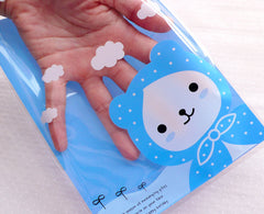 Bear with Little Hat Cello Bags / Kawaii Gift Bags / Animal Plastic Packaging Bags / Cute Treat Bags (14cm x 20cm / 20pcs / Blue) GB140