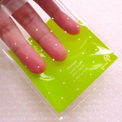 Green Polka Dot Plastic Bags / Small Clear Gift Bags / Self Adhesive Cello Bags / Resealable Bags / Packaging Bags (7cm x 7cm / 20pcs) GB147