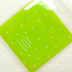 Green Polka Dot Plastic Bags / Small Clear Gift Bags / Self Adhesive Cello Bags / Resealable Bags / Packaging Bags (7cm x 7cm / 20pcs) GB147