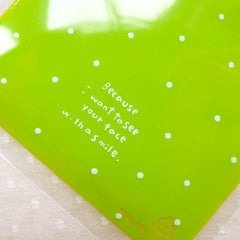 Green Polka Dot Plastic Bags / Small Clear Gift Bags / Self Adhesive Cello Bags / Resealable Bags / Packaging Bags (7cm x 7cm / 20pcs) GB147