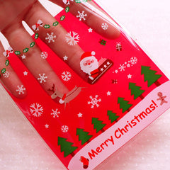 Christmas Cello Bags w/ Santa Claus & Reindeer / Merry Christmas Plastic Bags / Self Adhesive Holiday Gift Bags (10cm x 11cm / 20pcs) GB155