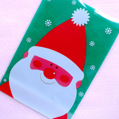 CLEARANCE Christmas Santa Claus Gift Bags / Plastic Cello Bags / Christmas Product Packaging Bag / Treat Bags / Favor Bags (14cm x 20cm / 20pcs) GB146