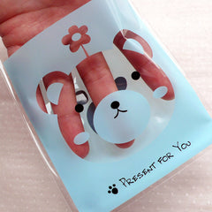 Cute Bear Cello Bags / Animal Gift Bags / Kawaii Self Adhesive Plastic Bags (10cm x 11cm / 20pcs / Blue) Products Wrapping Bag Supply GB153