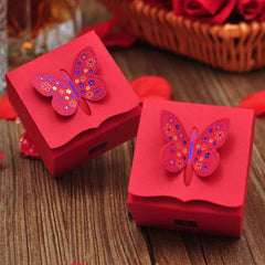 Wedding Favor Boxes with Butterfly & Double Happiness / Paper Gift Boxes / Candy Box / Treat Box (5pcs / Red) Wedding Party Supplies GB160