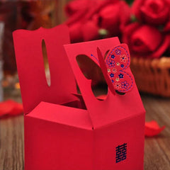 Wedding Favor Boxes with Butterfly & Double Happiness / Paper Gift Boxes / Candy Box / Treat Box (5pcs / Red) Wedding Party Supplies GB160