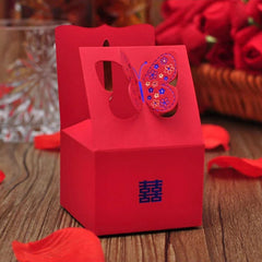 Wedding Favor Boxes with Butterfly & Double Happiness / Paper Gift Boxes / Candy Box / Treat Box (5pcs / Red) Wedding Party Supplies GB160