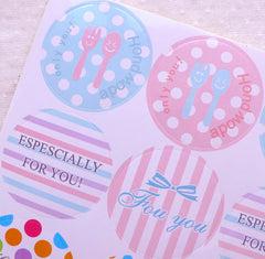 Colorful Handmade Stickers / Espescially For You Sticker / Stripe Polka Dot Sticker (18pcs) Round Seal Sticker Gift Favor Decoration S322