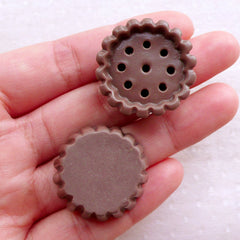 Big Cupcake Bottom Cabochons (2pcs / 28mm x 12mm / Chocolate Brown / 3D) Miniature Sweets Dollhouse Bakery Whimsical Phone Case Deco FCAB430