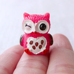 CLEARANCE Owl Cabochons Animal Bird Cabochon (1 piece / 18mm x 20mm / Dark Pink / 3D) Baby Shower Decoration Decoden Phone Case DIY Dust Plug CAB535