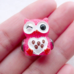 CLEARANCE Owl Cabochons Animal Bird Cabochon (1 piece / 18mm x 20mm / Dark Pink / 3D) Baby Shower Decoration Decoden Phone Case DIY Dust Plug CAB535