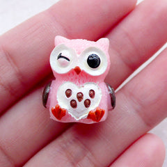 3D Owl Cabochons Bird Animal Cabochon (1 piece / 18mm x 20mm / Light Pink) Cell Phone Deco Dust Plug Making Scrapbook Embellishment CAB536