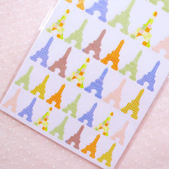 Eiffel Tower Stickers / Patchwork Sticker (6 Sheet / 216pcs) Product Packaging Seal Sticker Journal Deco Sticker Paris Embellishment S340