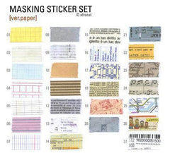 CLEARANCE Whimsical Masking Sticker Set Ver. Paper (27 Sheets / Barcode, Metro Map, Writing Paper, Sheet Music, Train Ticket, etc) Collage  S349