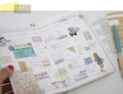 CLEARANCE Whimsical Masking Sticker Set Ver. Paper (27 Sheets / Barcode, Metro Map, Writing Paper, Sheet Music, Train Ticket, etc) Collage  S349