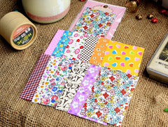 CLEARANCE Floral Fabric Stickers / Masking Deco Sticker / Flower Sticker (12 Sheets) Film Sticker Card Making Embellishment Home Decor S350