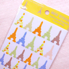 Eiffel Tower Stickers / Patchwork Sticker (6 Sheet / 216pcs) Product Packaging Seal Sticker Journal Deco Sticker Paris Embellishment S340