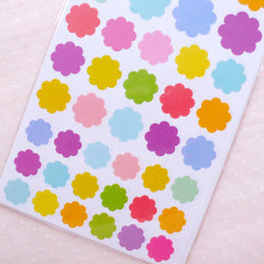 Scalloped Seal Stickers / Floral Sticker (6 Sheet / 246pcs) Calendar Deco Sticker Flower Embellishment Favor Decoration Party Supplies S343