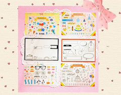 CLEARANCE Party PVC Stickers / Clear Deco Sticker from Korea (6 sheets) Diary Sticker Deco Stickers Card Making Resin Cabochon Making S357