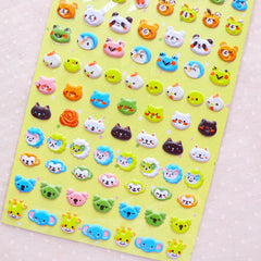 Animal Puffy Deco Stickers (1 Sheet) Cow Mouse Lion Tiger Rabbit Bear Panda Frog Penguin Chicken Pig Cat Sheep Monkey Koala Elephant S361