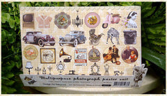 Multipurpose Photograph Stickers / Iconic Deco Pack by Bentoy (24 sheets / 300-400pcs) Nostalgia Antique Vintage Home Decor Diary Deco S356