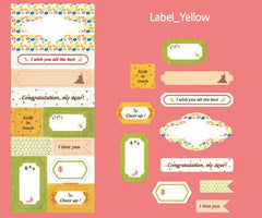 Satin Fabric Stickers - Label Yellow (1 Sheet) Gift Decoration Seal Tag Sticker Party Supplies Scrapbook Planner Diary Deco Sticker S365