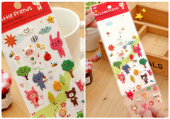 Animal Puffy Stickers / My Little Friends Embossed Deco Stickers (1 Sheet) Kawaii Home Decor Cute Diary Organizer Calendar Decoration S376