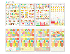 Kawaii Diary Deco Stickers / Cute PVC Clear Sticker (8 Sheets / Weather Travel Russian Doll Sweets Emotion Shapes) Erin Condren Filofax S386