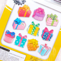 Kawaii Stickers / Present Gift Box PVC Flake Stickers / Photo Soup Deco Stickers / Diary Stickers (Around 70pcs) Card Embellishment S402