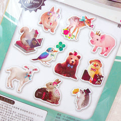 Farm Animal Sticker Flakes / Photo Soup Deco Stickers / PVC Flake Stickers / Clear Seal Sticker (Around 70pcs) Gift Packaging Supplies S404