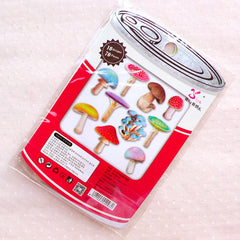 Mushroom Flake Stickers / Photo Soup Sticker Flakes / Cute PVC Stickers / Organizer Deco Sticker (Around 70pcs) Fairy Garden Scrapbook S406